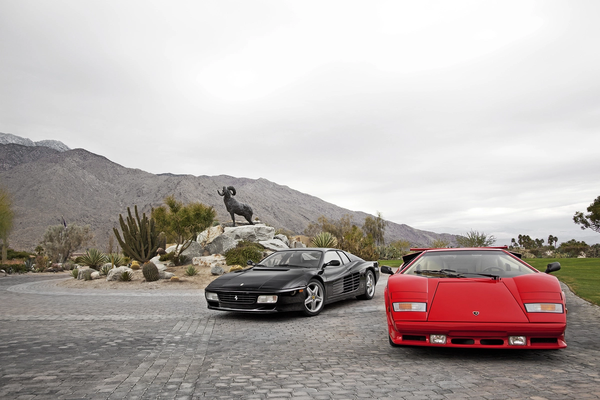 Ferrari Testarossa and Lamborghini Countach side by side